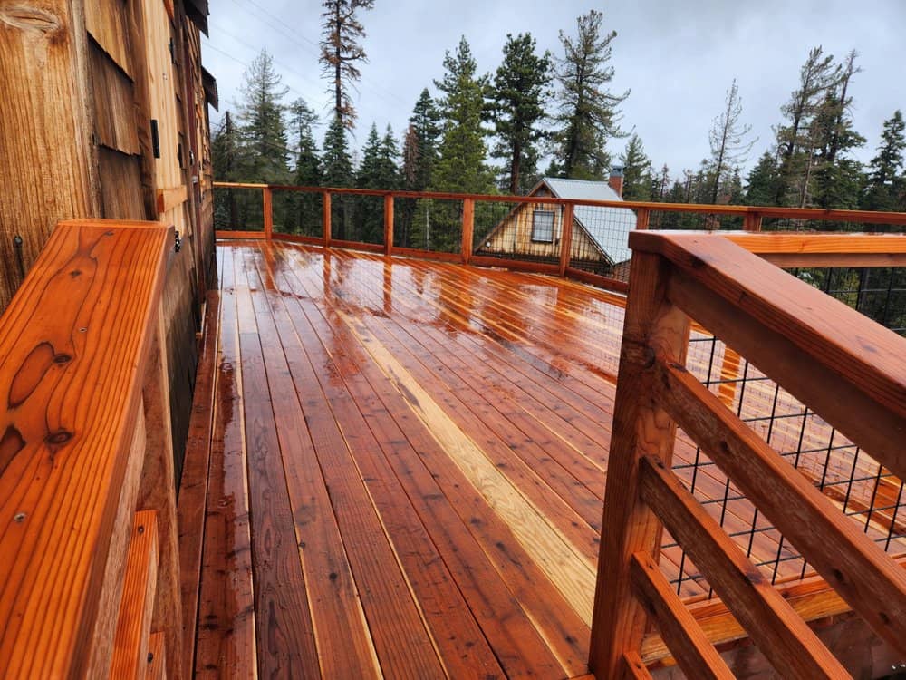 Redwood Deck - Hog Panel Railings